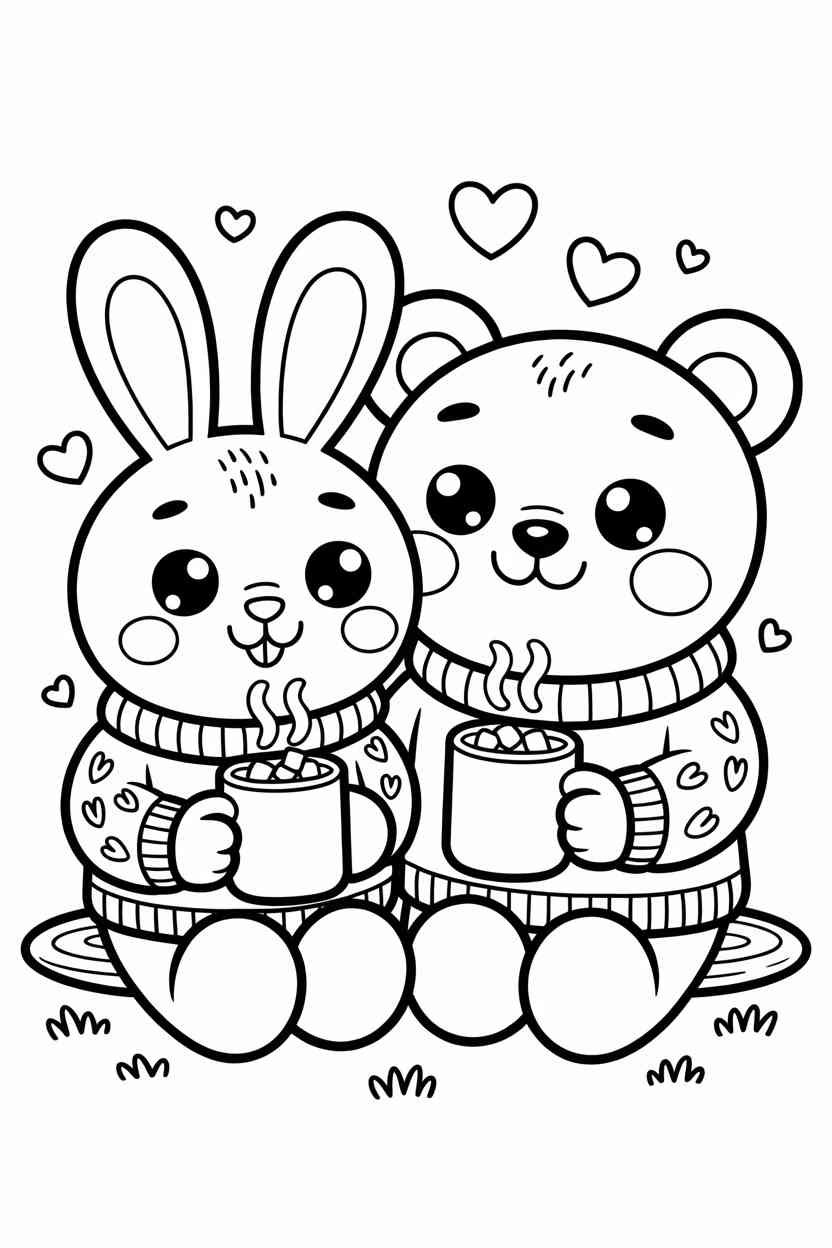 Cute cozy animals Design 1 - Cute Cozy Animals Coloring Pages Free Printable (2)