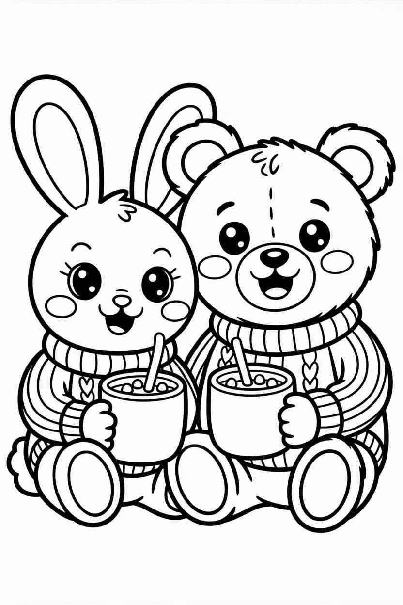 Cute cozy animals Design 1 - Cute Cozy Animals Coloring Pages Free Printable (3)
