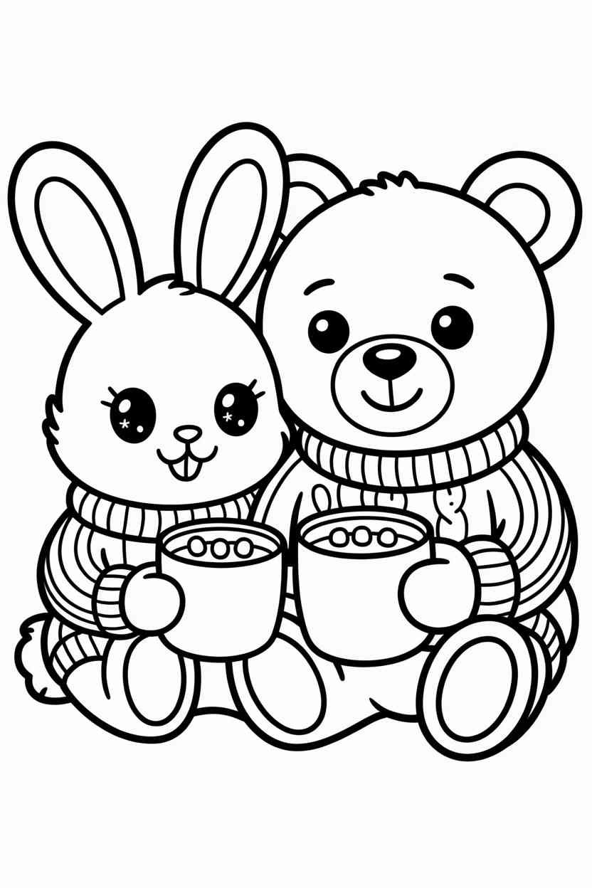 Cute cozy animals Design 1 - Cute Cozy Animals Coloring Pages Free Printable (4)