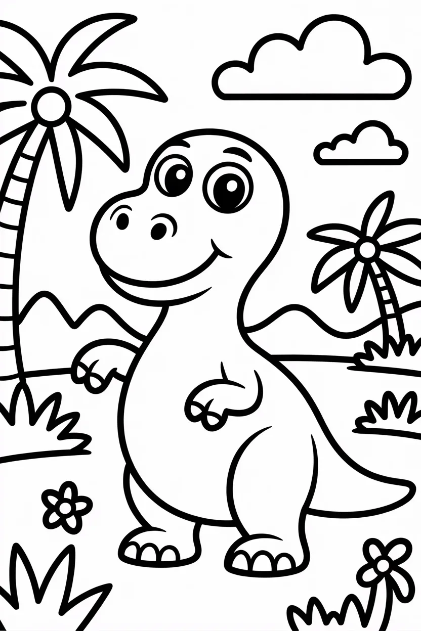 Cute dinosaur Design 2 - Cute Dinosaur Coloring Pages Free Printable for Kids