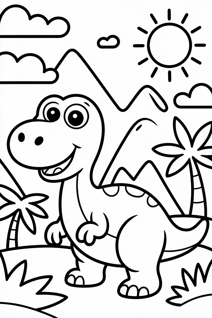 Cute dinosaur Design 3 - Cute Dinosaur Coloring Pages Free Printable for Kids