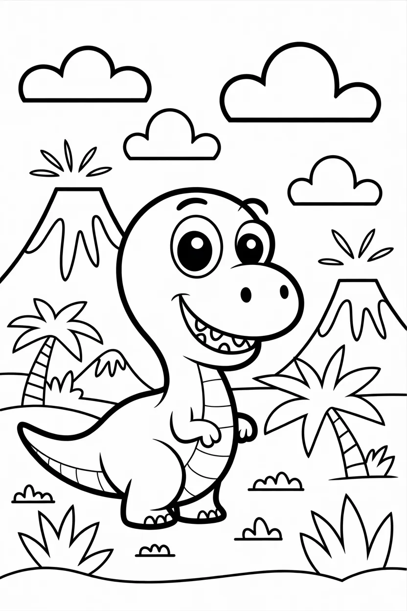 Cute dinosaur Design 4 - Cute Dinosaur Coloring Pages Free Printable for Kids