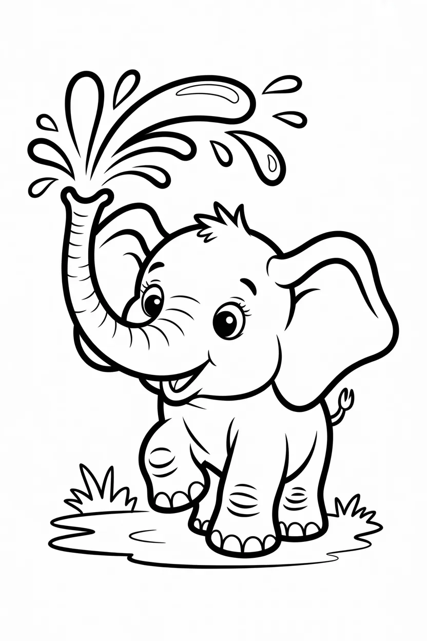Cute elephant Design 1 - Cute Elephant Coloring Pages Free Printable for Kids - Edu
