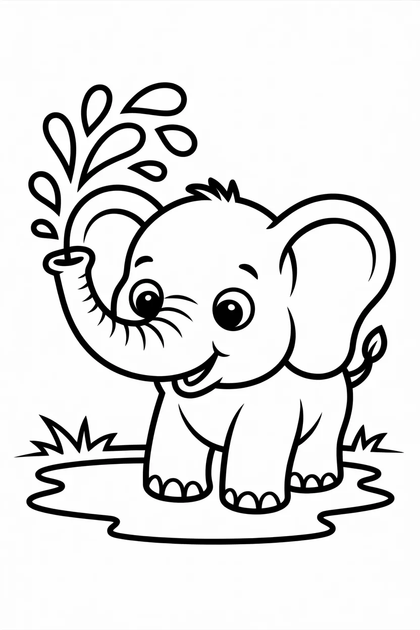 Cute elephant Design 2 - Cute Elephant Coloring Pages Free Printable for Kids - Edu
