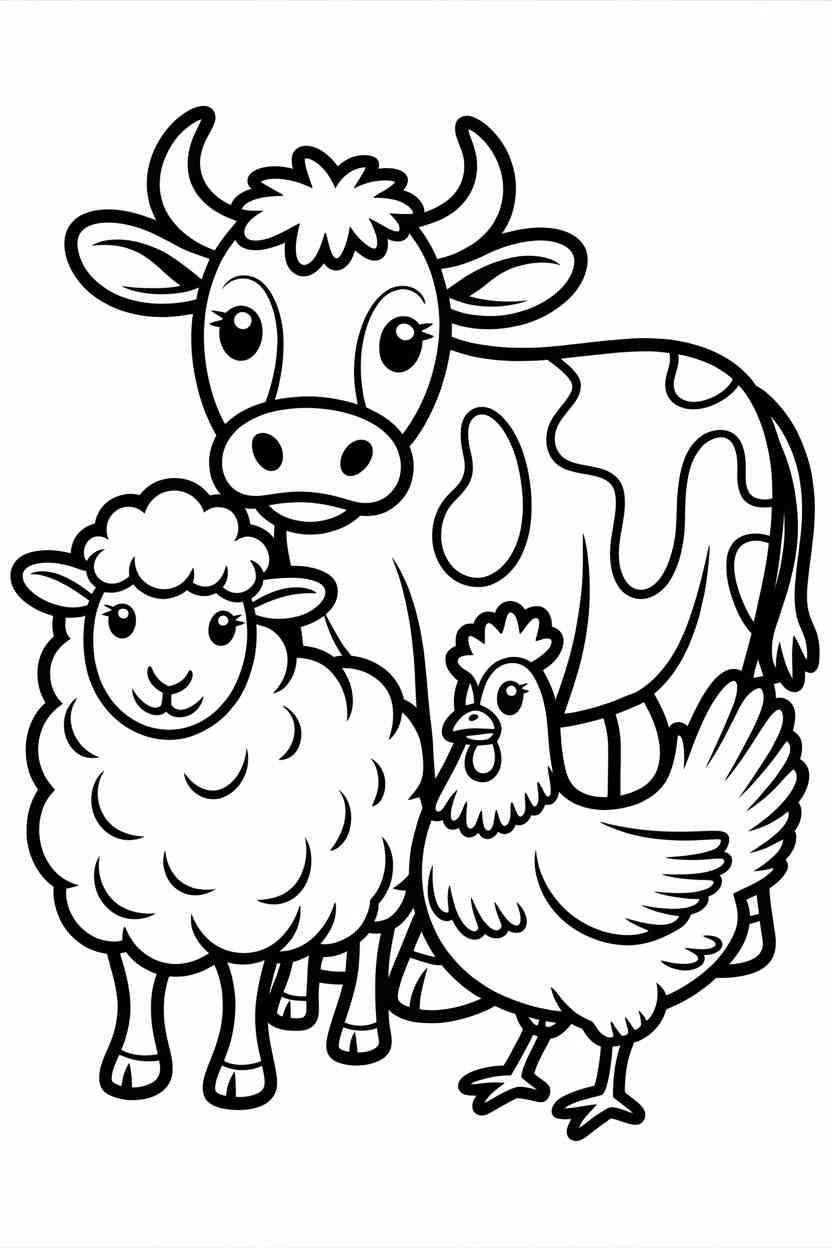 Cute farm animals - Cute Farm Animals Coloring Page Free Printable