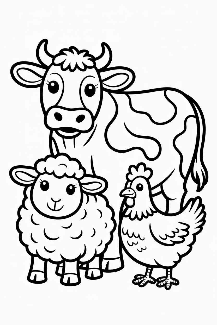 Cute farm animals - Cute Farm Animals Coloring Page Free Printable (3)