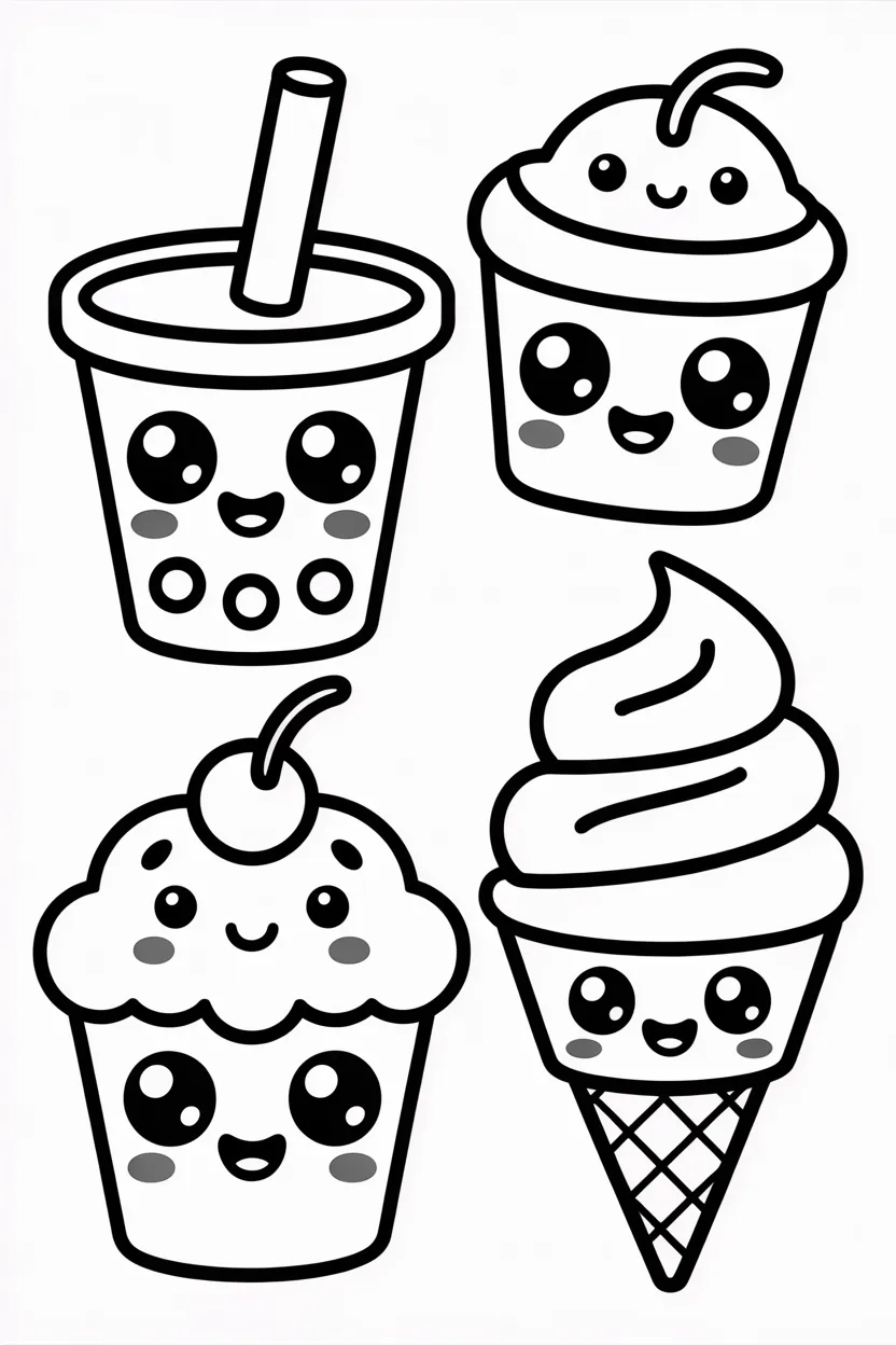 Cute food Design 4 - Cute Food Coloring Pages Free Printable - Adorable