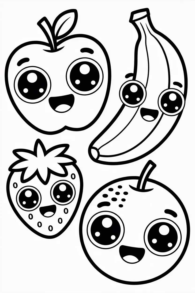 Cute fruits Design 1 - Cute Fruits Coloring Pages Free Printable for Kids (2)
