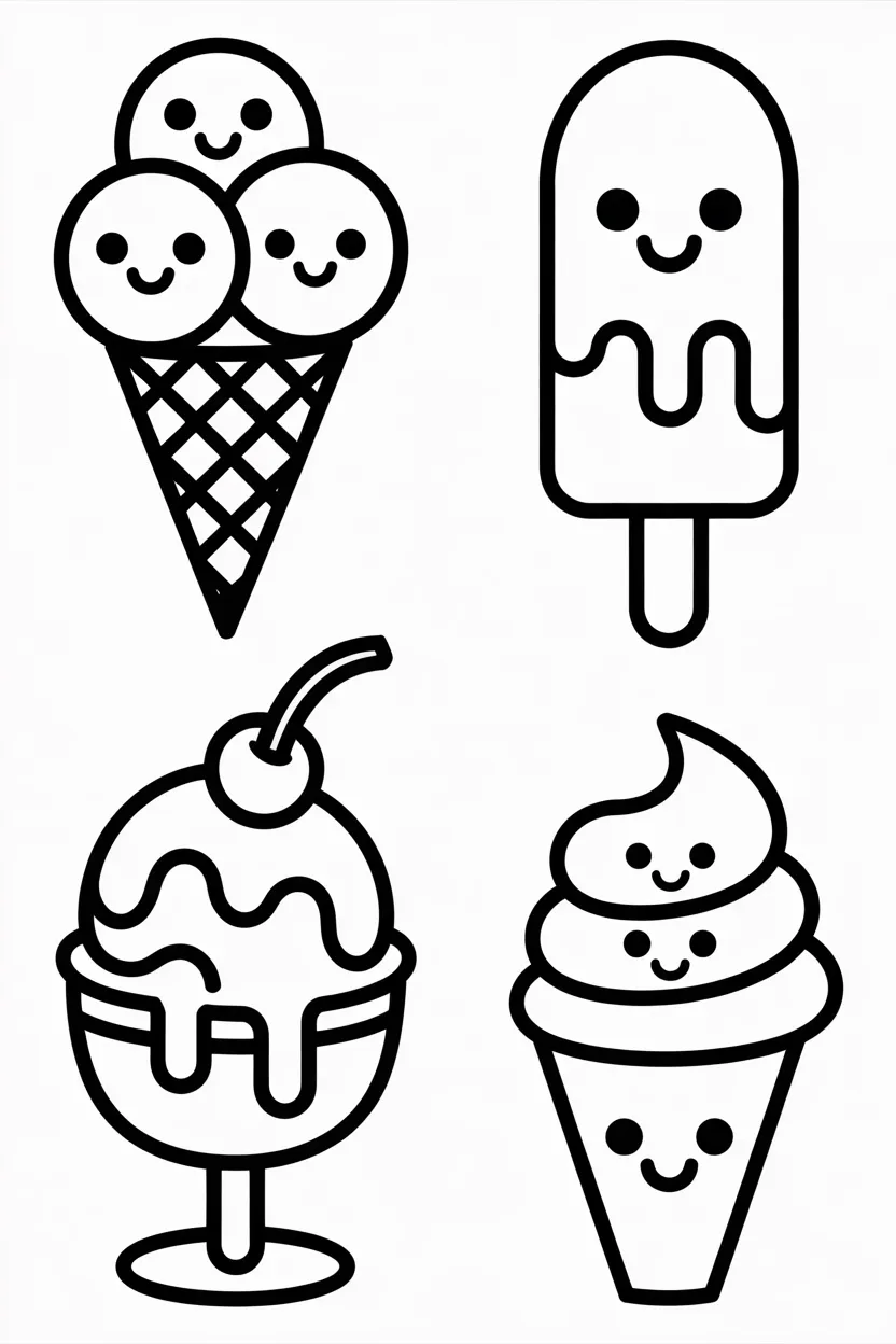 Cute ice cream Design 2 - Cute Ice Cream Coloring Pages Free Printable for Kids