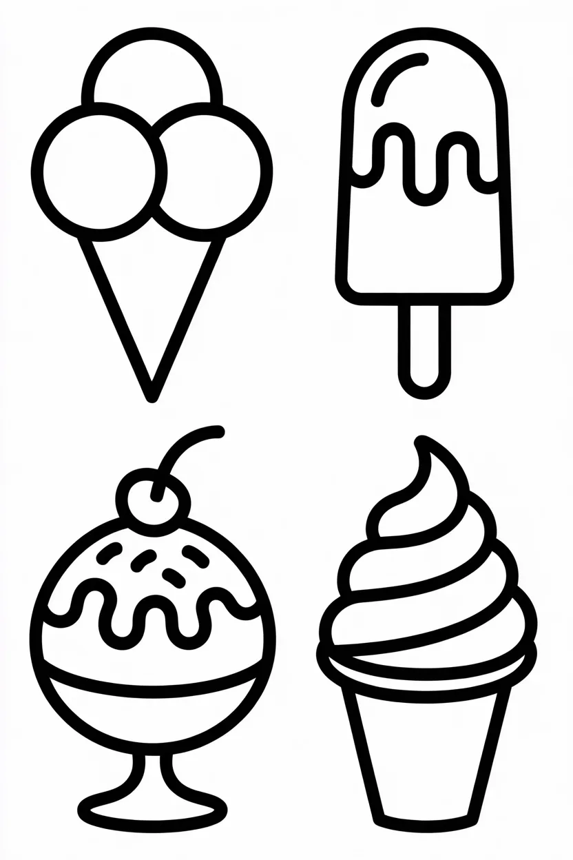 Cute ice cream Design 3 - Cute Ice Cream Coloring Pages Free Printable for Kids