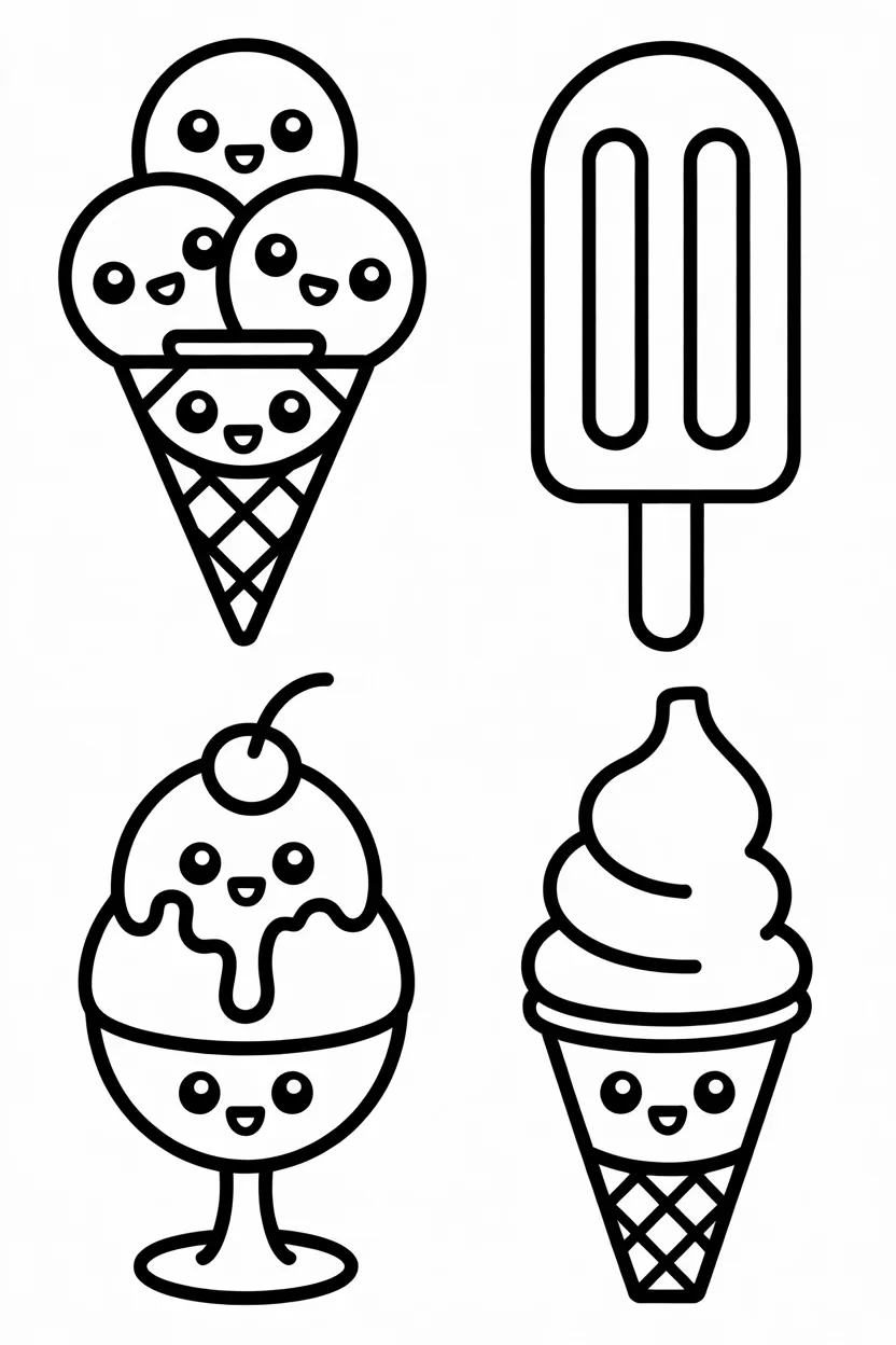 Cute ice cream Design 4 - Cute Ice Cream Coloring Pages Free Printable for Kids