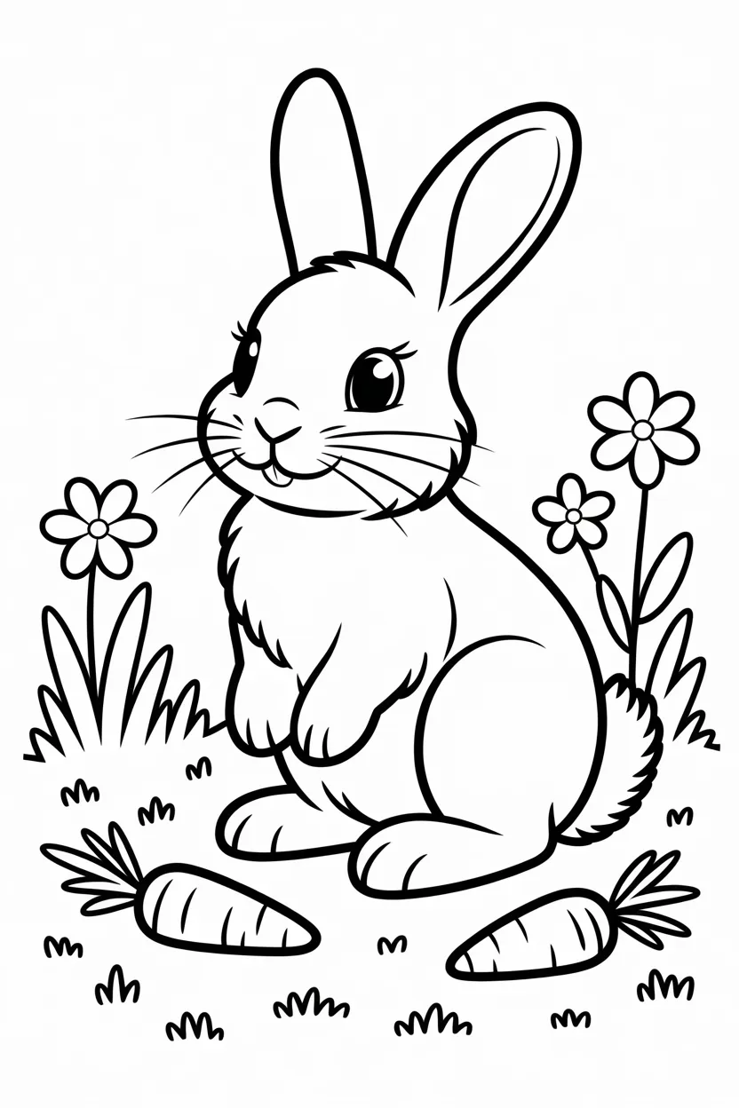 Cute rabbit Design 1 - Cute Rabbit Coloring Pages Free Printable for Kids - Adora