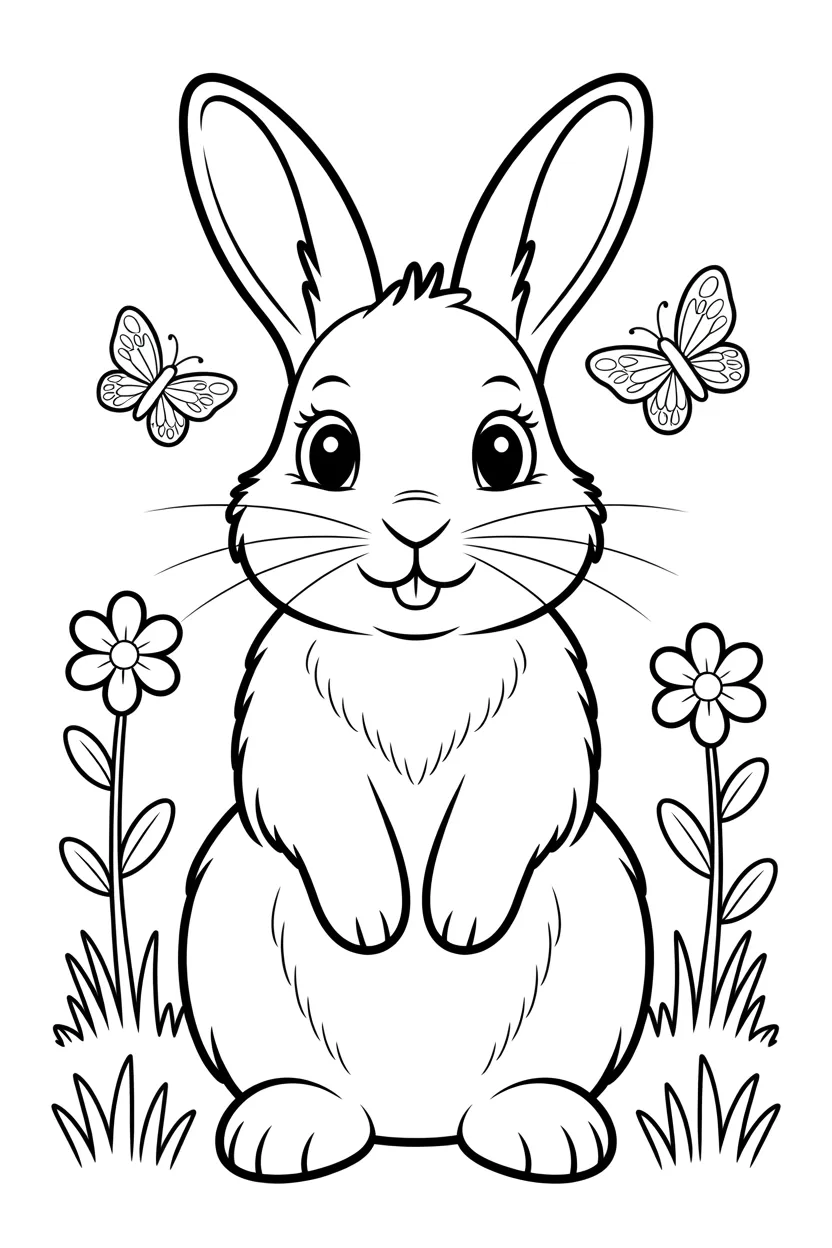 Cute rabbit Design 2 - Cute Rabbit Coloring Pages Free Printable for Kids - Adora