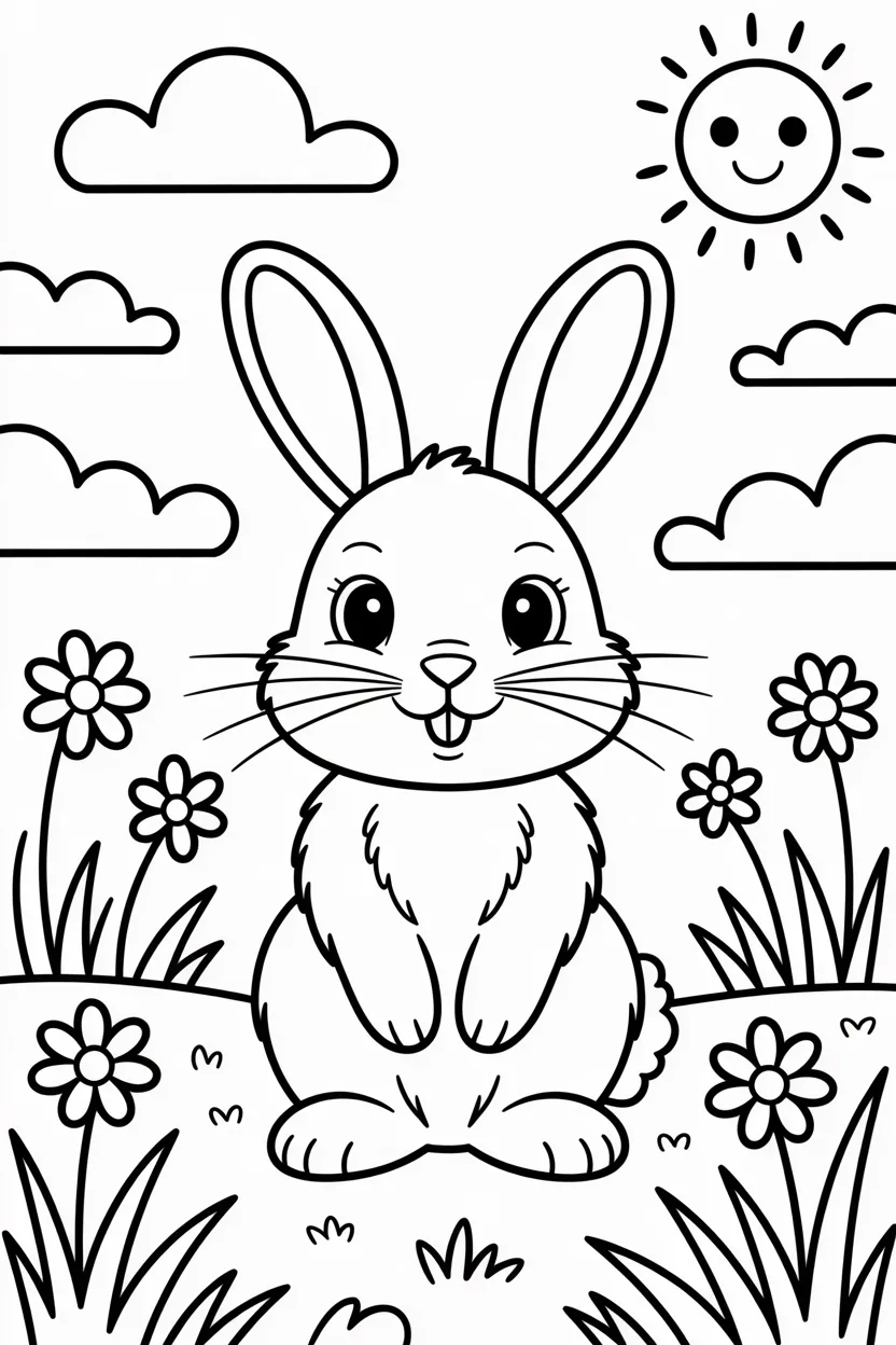 Cute rabbit Design 3 - Cute Rabbit Coloring Pages Free Printable for Kids - Adora