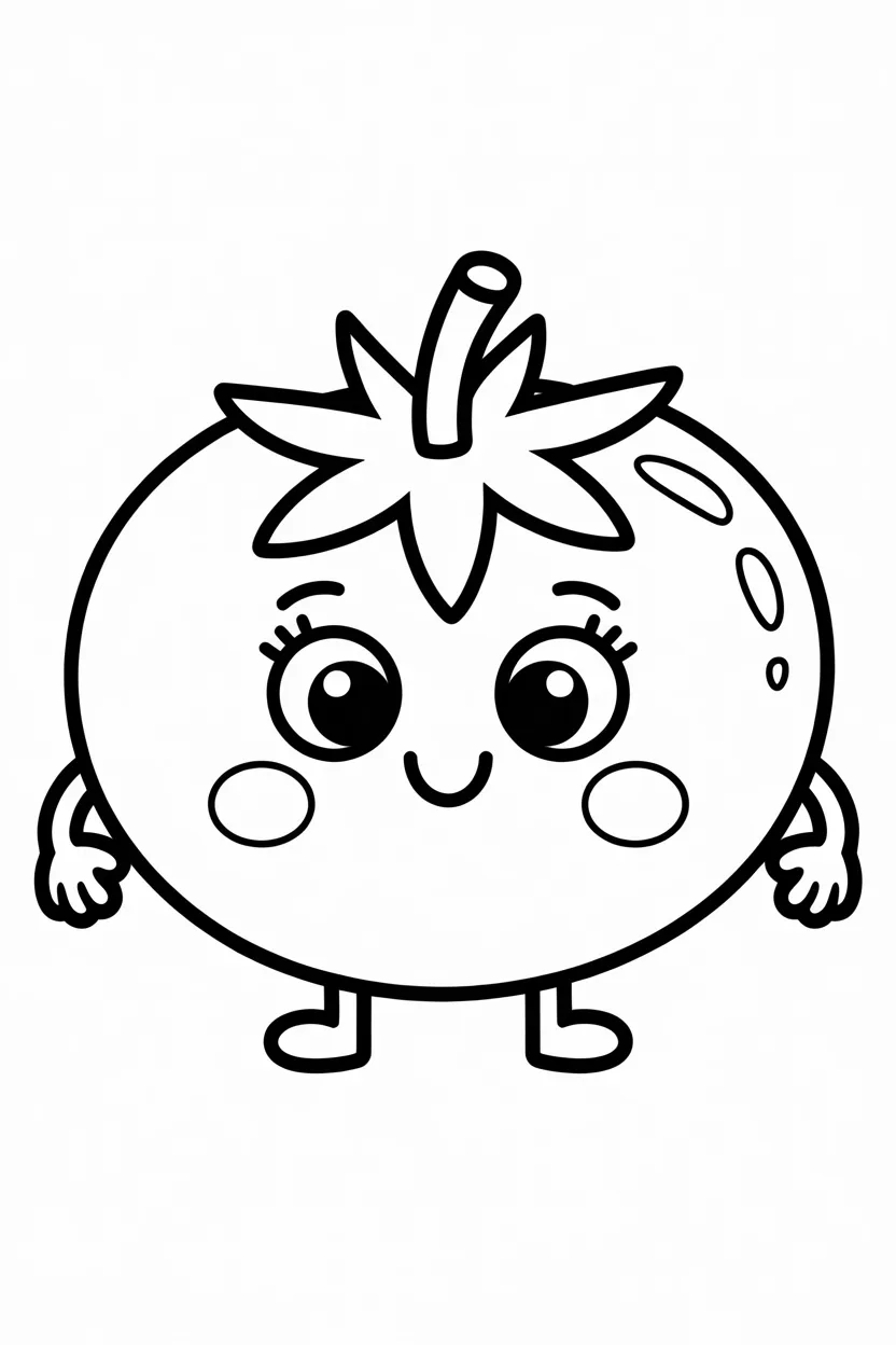 Cute tomato Design 2 - Cute Tomato Coloring Pages Free Printable