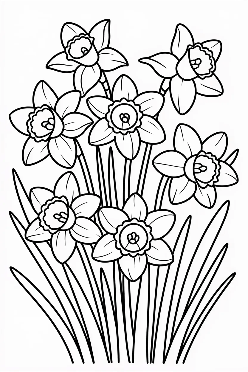 Daffodils Design 2 - Daffodils Coloring Pages Free Printable