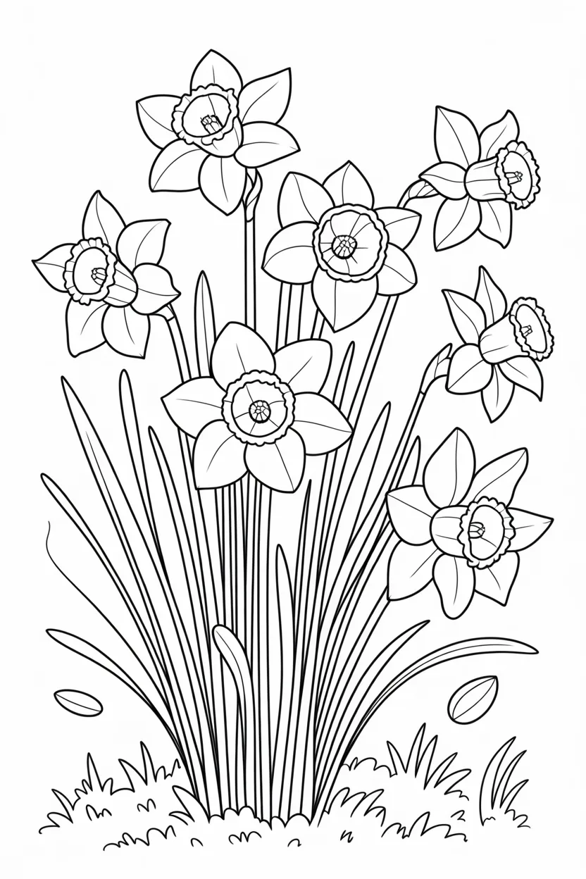 Daffodils Design 4 - Daffodils Coloring Pages Free Printable