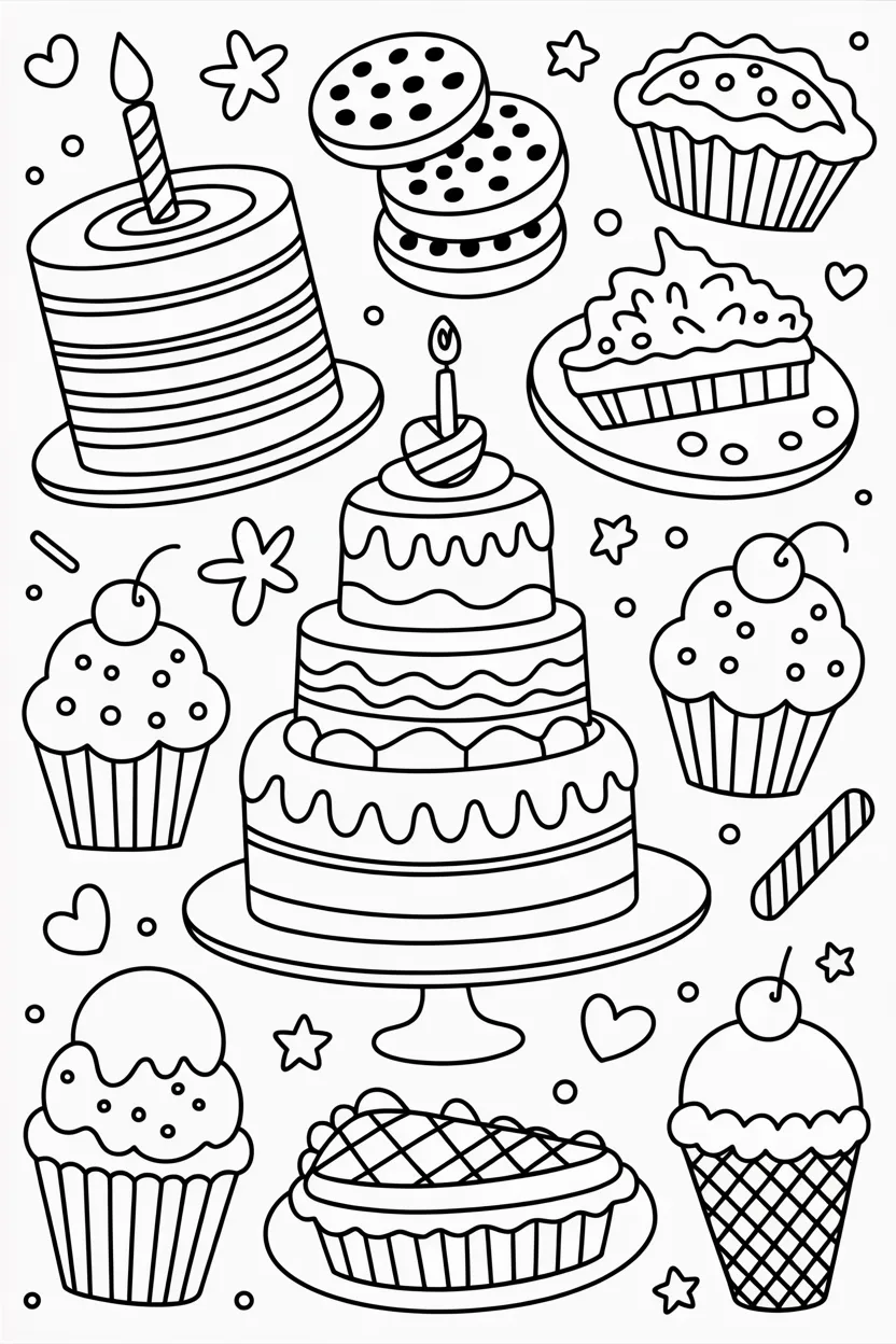 Desserts Design 2 - Desserts Coloring Pages Free Printable for Kids - Sweet