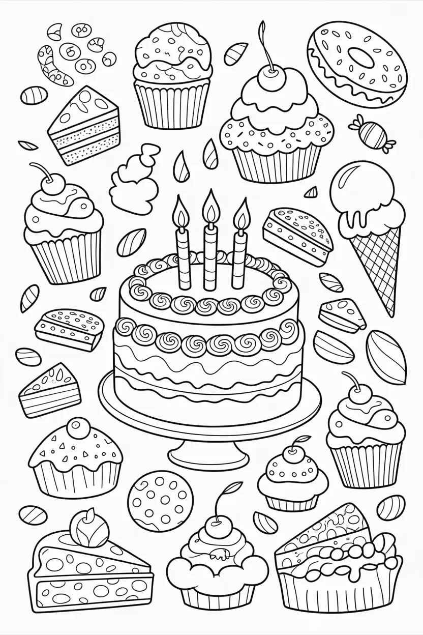 Desserts Design 4 - Desserts Coloring Pages Free Printable for Kids - Sweet
