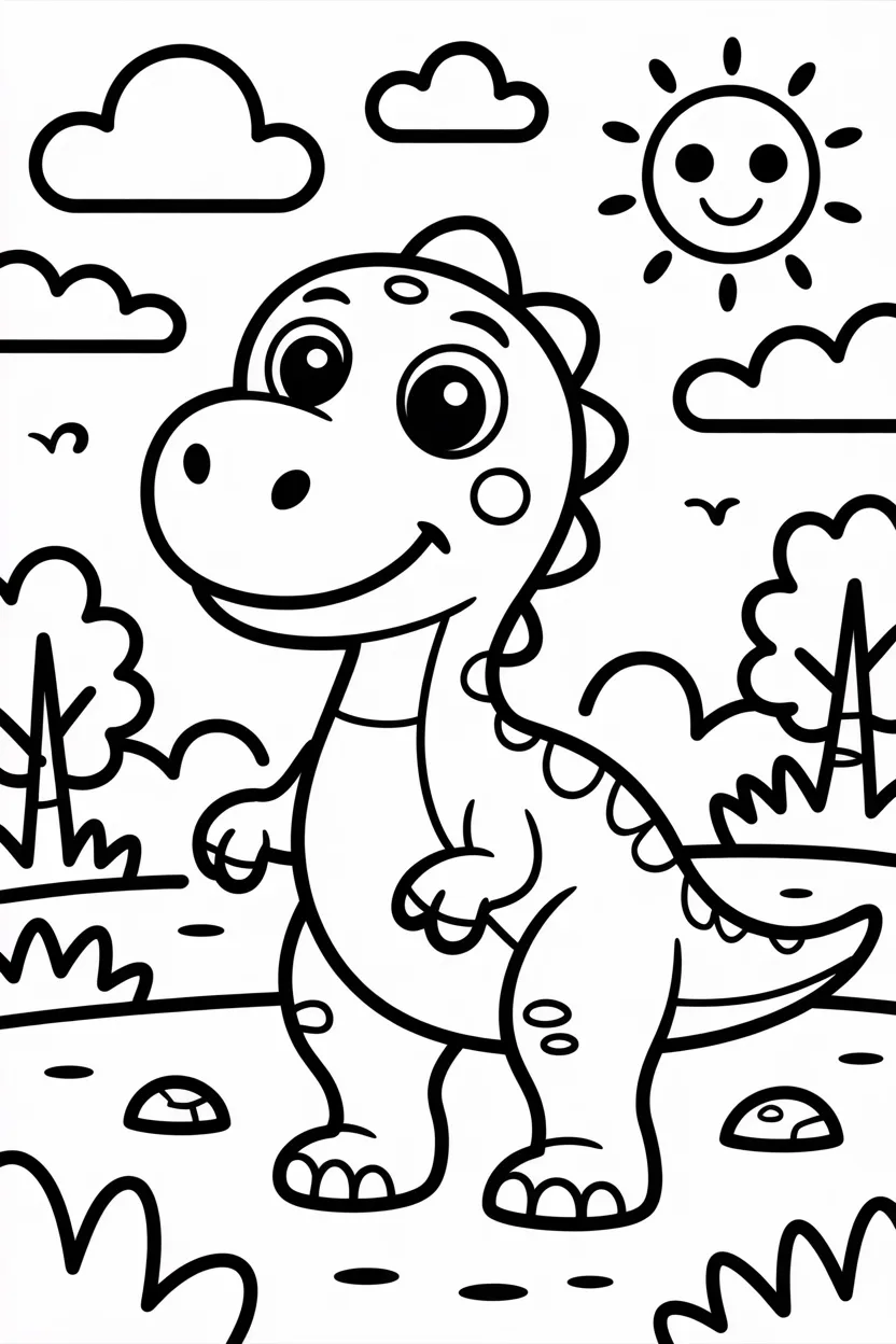 Dinosaurs Design 1 - Dinosaurs Coloring Pages Free Printable for Kids - Dino
