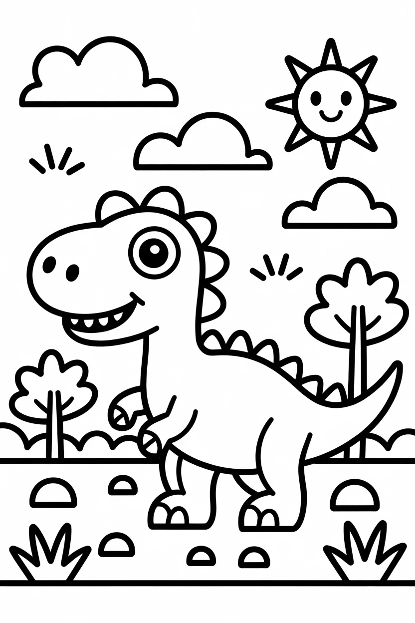 Dinosaurs Design 2 - Dinosaurs Coloring Pages Free Printable for Kids - Dino