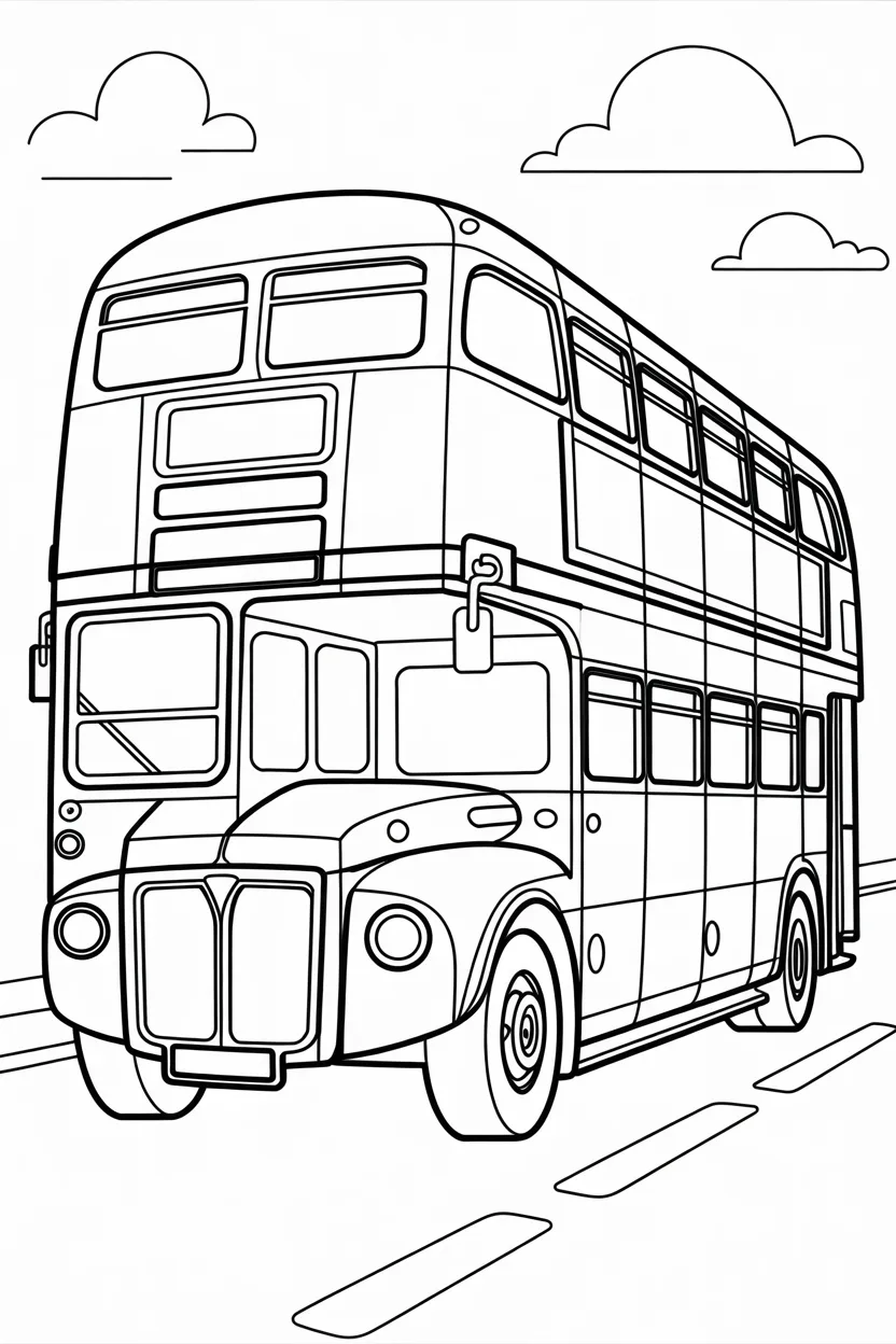 Double decker bus Design 1 - Double Decker Bus Coloring Pages Free Printable
