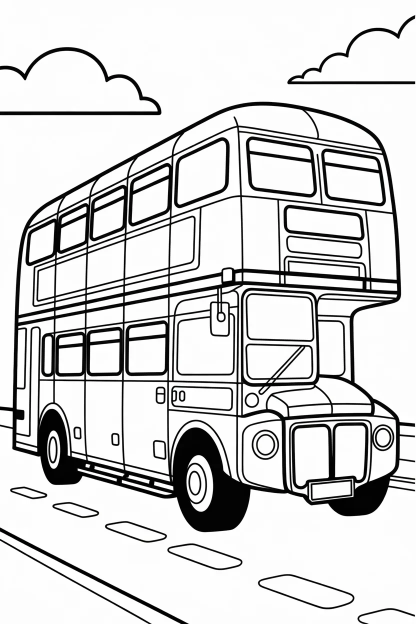 Double decker bus Design 1 - Double Decker Bus Coloring Pages Free Printable (2)