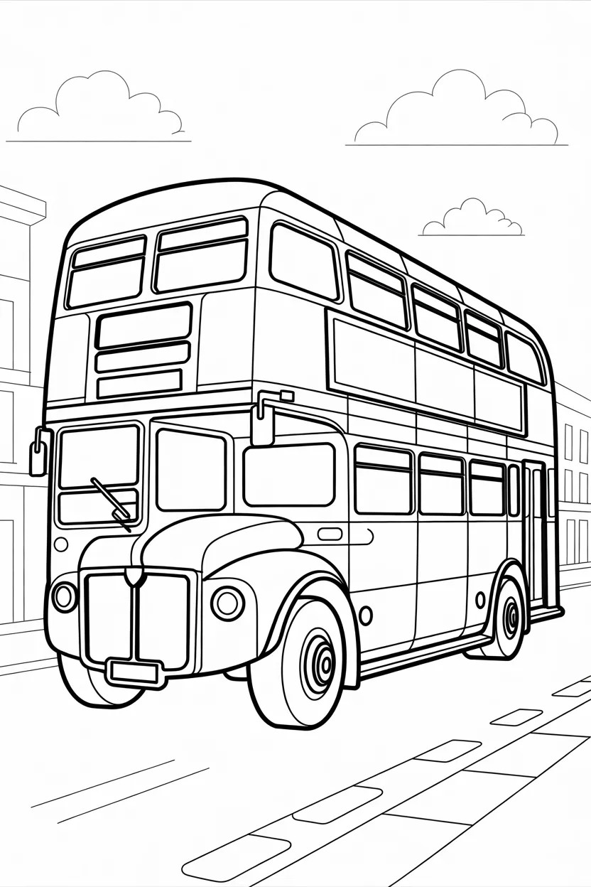 Double decker bus Design 1 - Double Decker Bus Coloring Pages Free Printable (3)