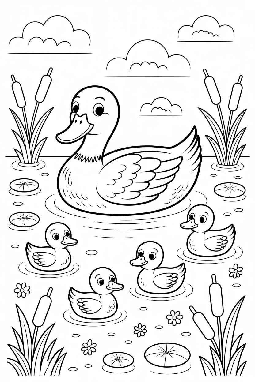 Ducks - Ducks Coloring Pages Free Printable – Fun & Easy Duck Coloring Sheets for Kids (2)
