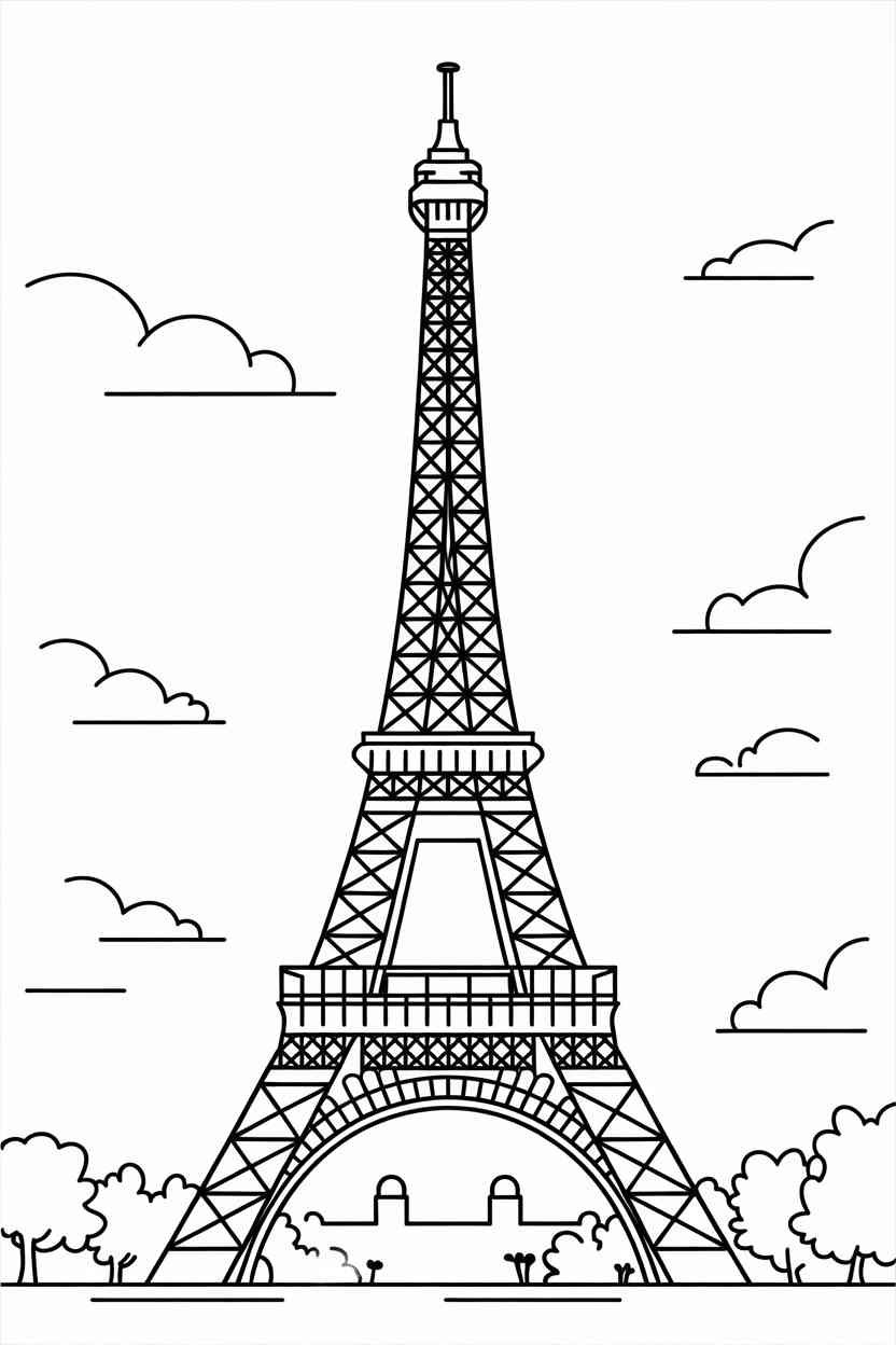 Effile tower Design 1 - Effile Tower Coloring Pages Free Printable