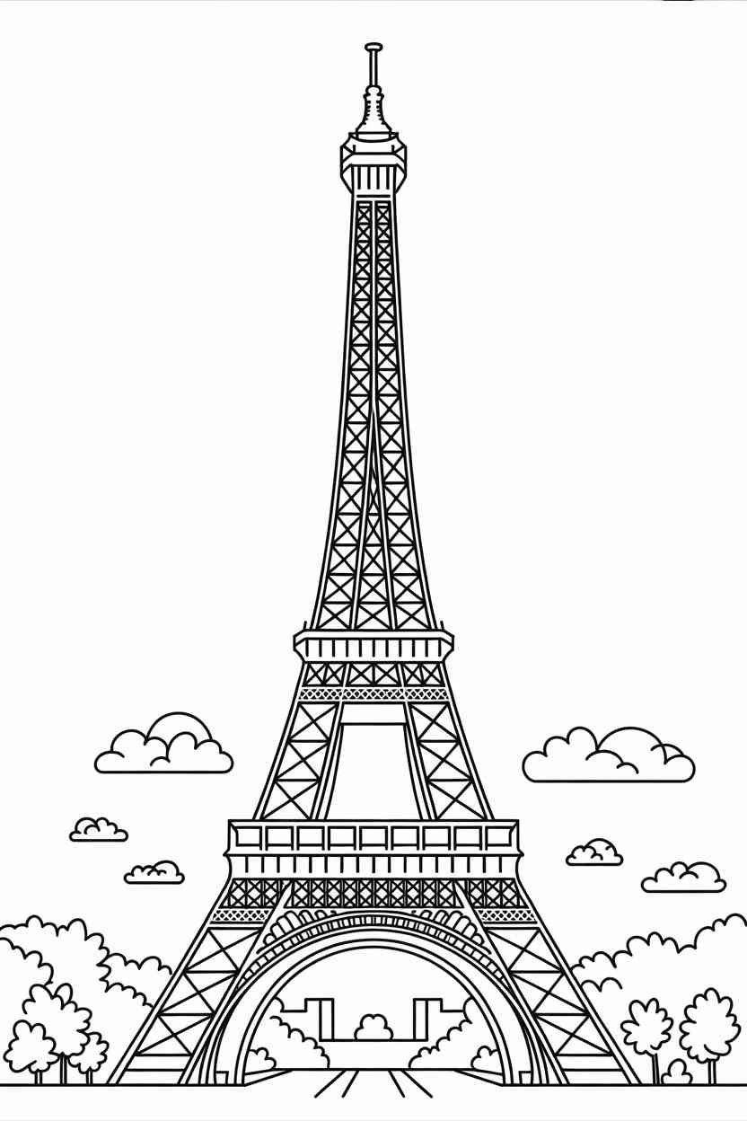 Effile tower Design 2 - Effile Tower Coloring Pages Free Printable