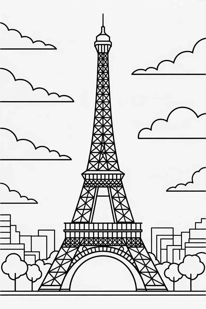Effile tower Design 3 - Effile Tower Coloring Pages Free Printable