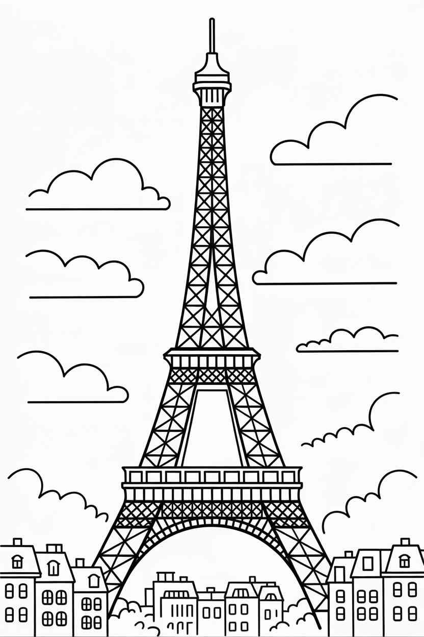 Effile tower Design 4 - Effile Tower Coloring Pages Free Printable