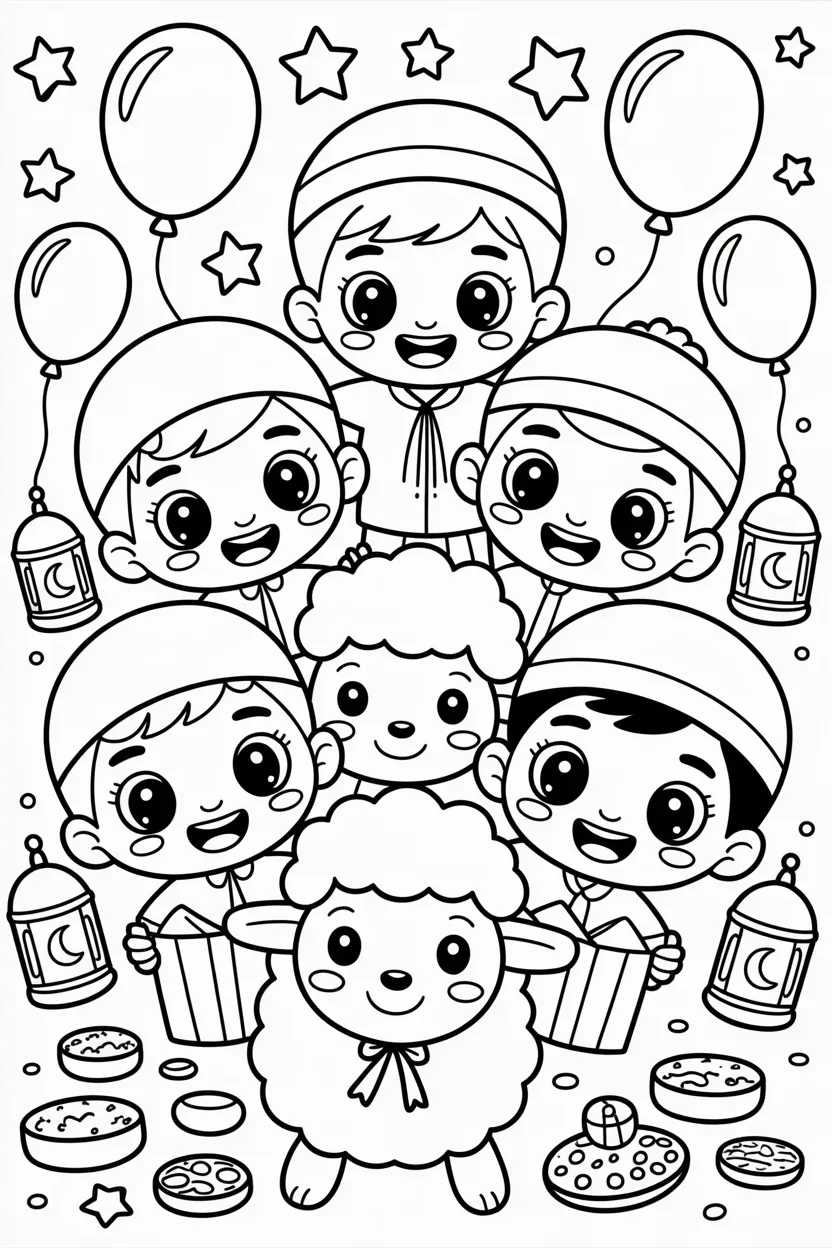 Eid adha Design 1 - Eid ul Adha Coloring Pages Free Printable