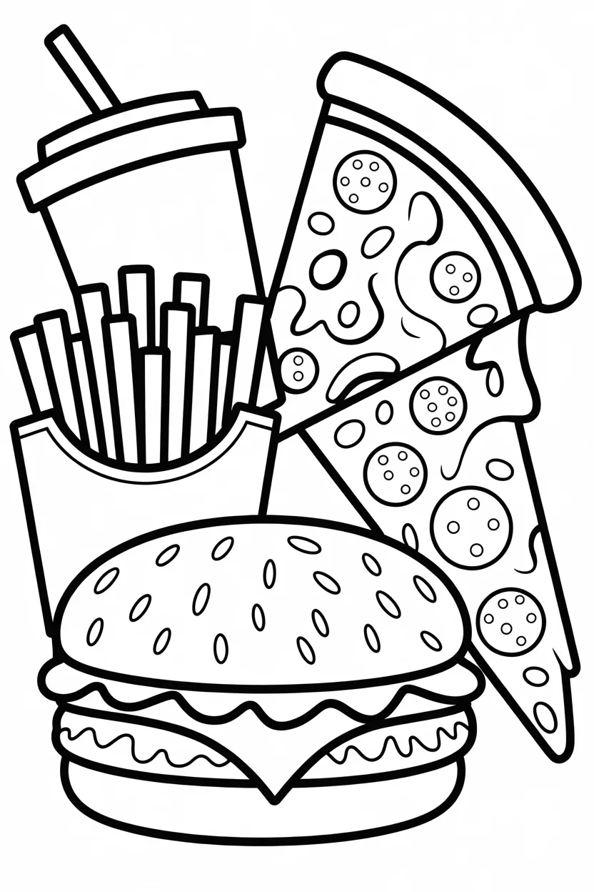 Fast food Design 1 - Fast Food Coloring Pages Free Printable for Kids Fun