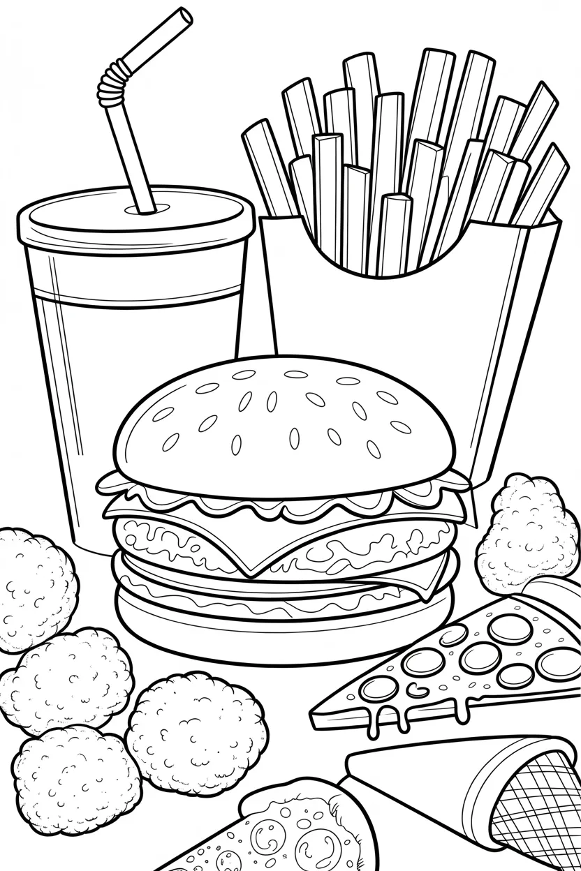 Fast food Design 2 - Fast Food Coloring Pages Free Printable for Kids Fun
