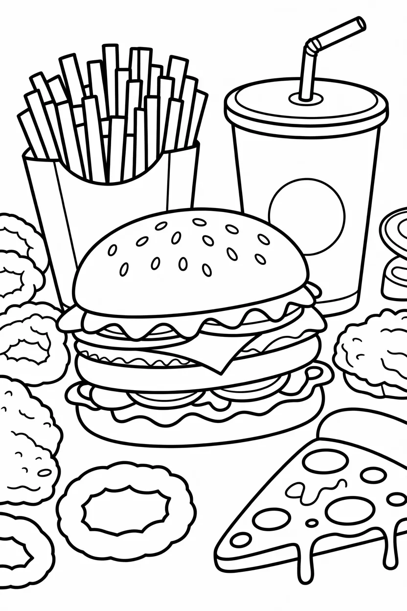 Fast food Design 3 - Fast Food Coloring Pages Free Printable for Kids Fun