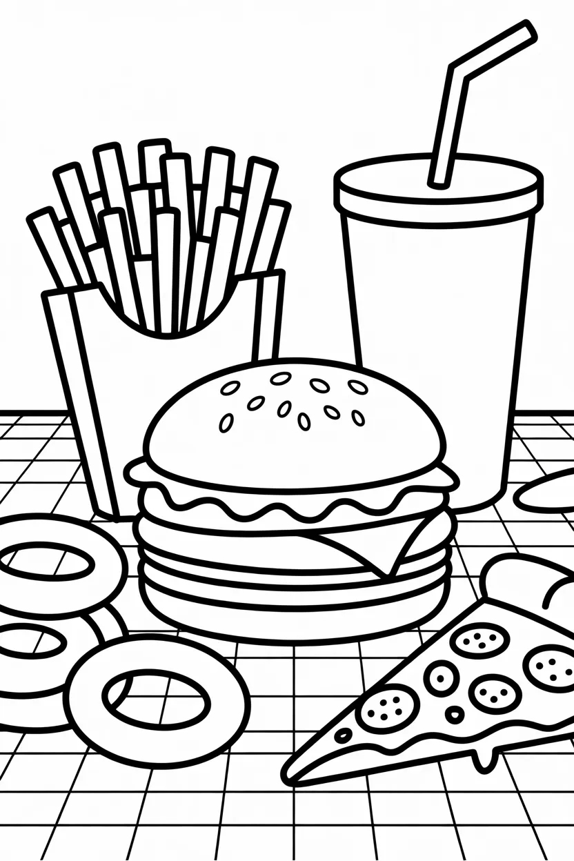 Fast food Design 4 - Fast Food Coloring Pages Free Printable for Kids Fun