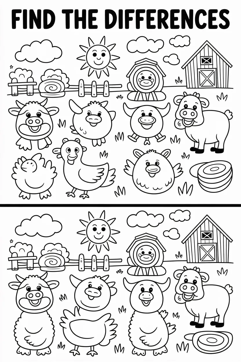 Find difference activity Design 1 - Find the Difference Activity Coloring Pages Free Printable