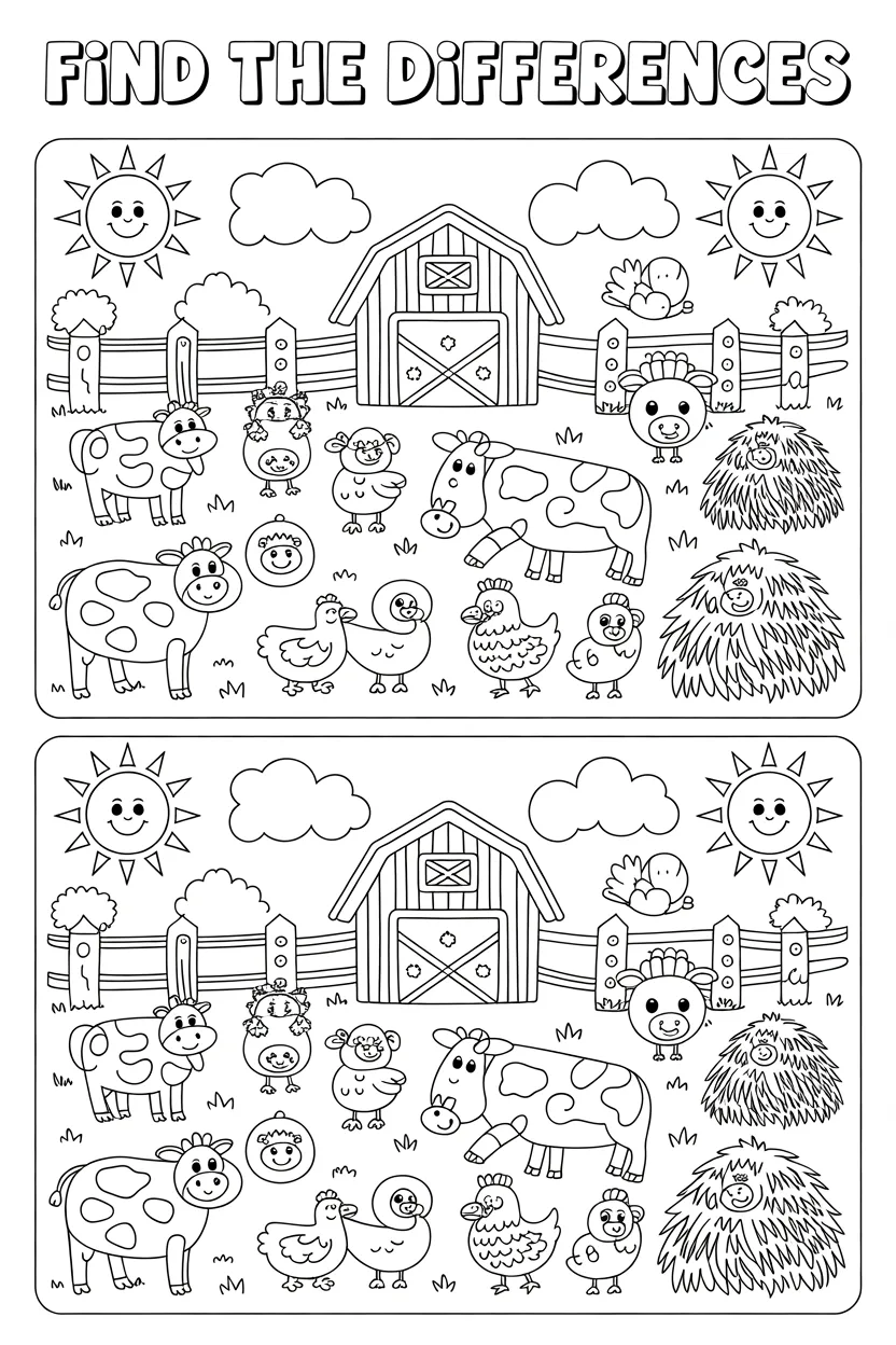 Find difference activity Design 2 - Find the Difference Activity Coloring Pages Free Printable