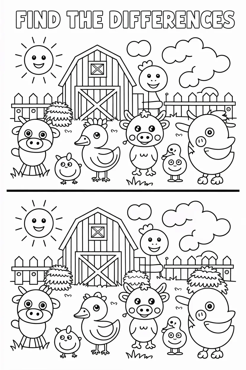 Find difference activity Design 3 - Find the Difference Activity Coloring Pages Free Printable