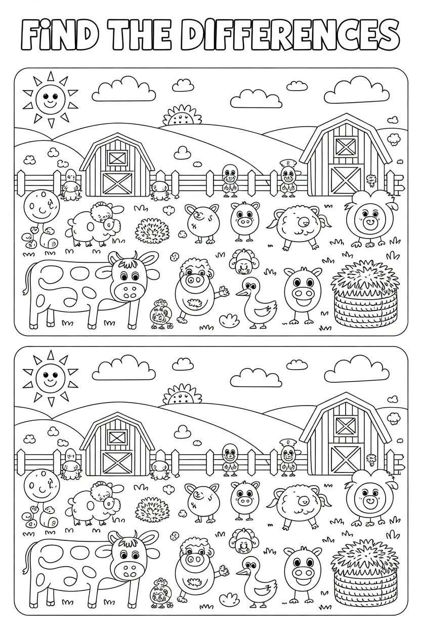 Find difference activity Design 4 - Find the Difference Activity Coloring Pages Free Printable