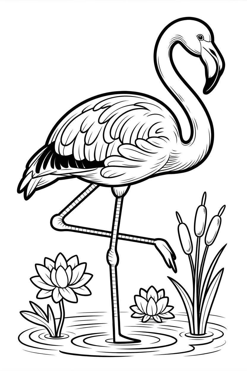 Flamingo Design 1 - Flamingo Coloring Pages Free Printable for Kids - Cute
