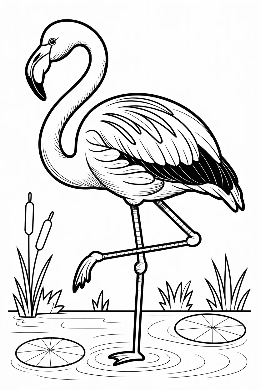 Flamingo Design 2 - Flamingo Coloring Pages Free Printable for Kids - Cute