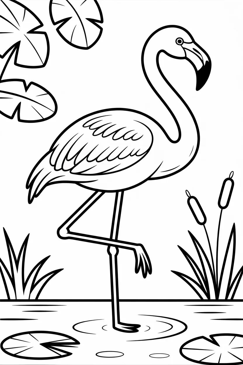 Flamingo Design 3 - Flamingo Coloring Pages Free Printable for Kids - Cute