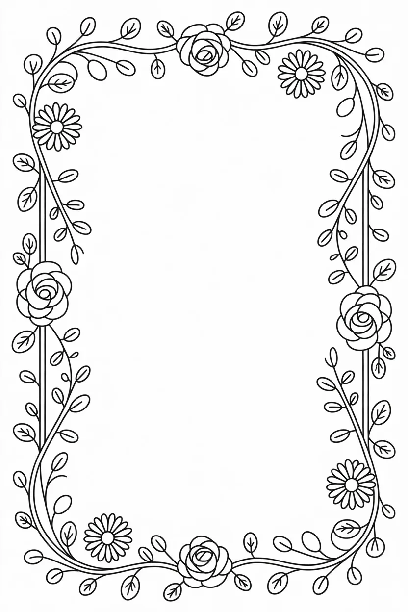 Floral frames Design 1 - Floral Frames Coloring Pages Free Printable for Kids