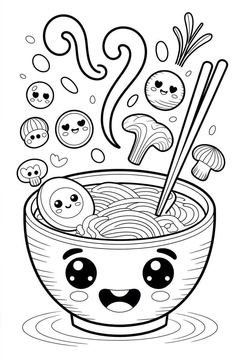 Food ramen Design 1 - Food (Ramen) Coloring Pages Free Printable for Kids