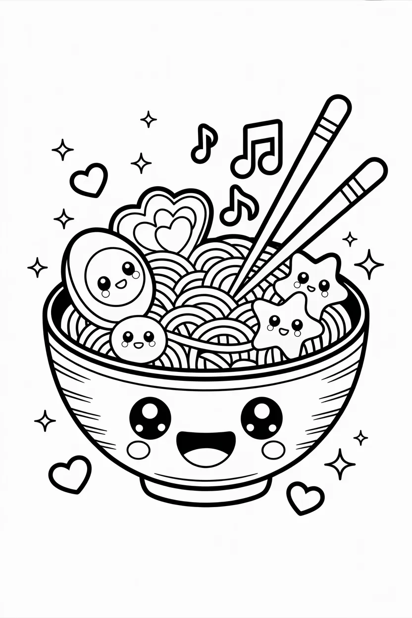 Food ramen Design 1 - Food (Ramen) Coloring Pages Free Printable for Kids (2)