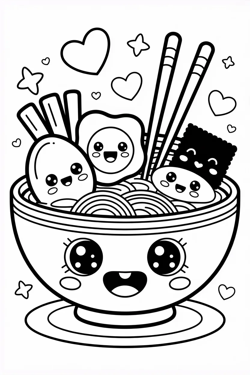 Food ramen Design 4 - Food (Ramen) Coloring Pages Free Printable for Kids