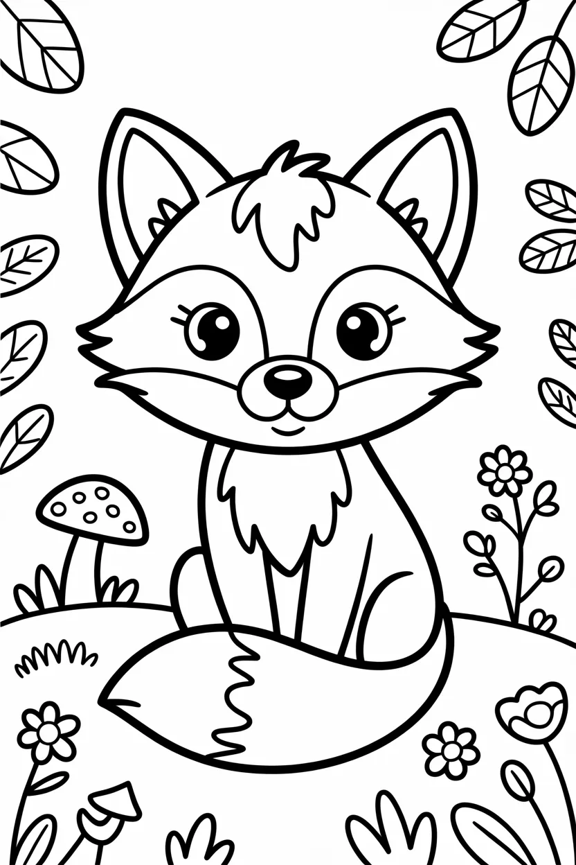 Fox Design 1 - Fox Coloring Pages Free Printable - Woodland Animal Fun